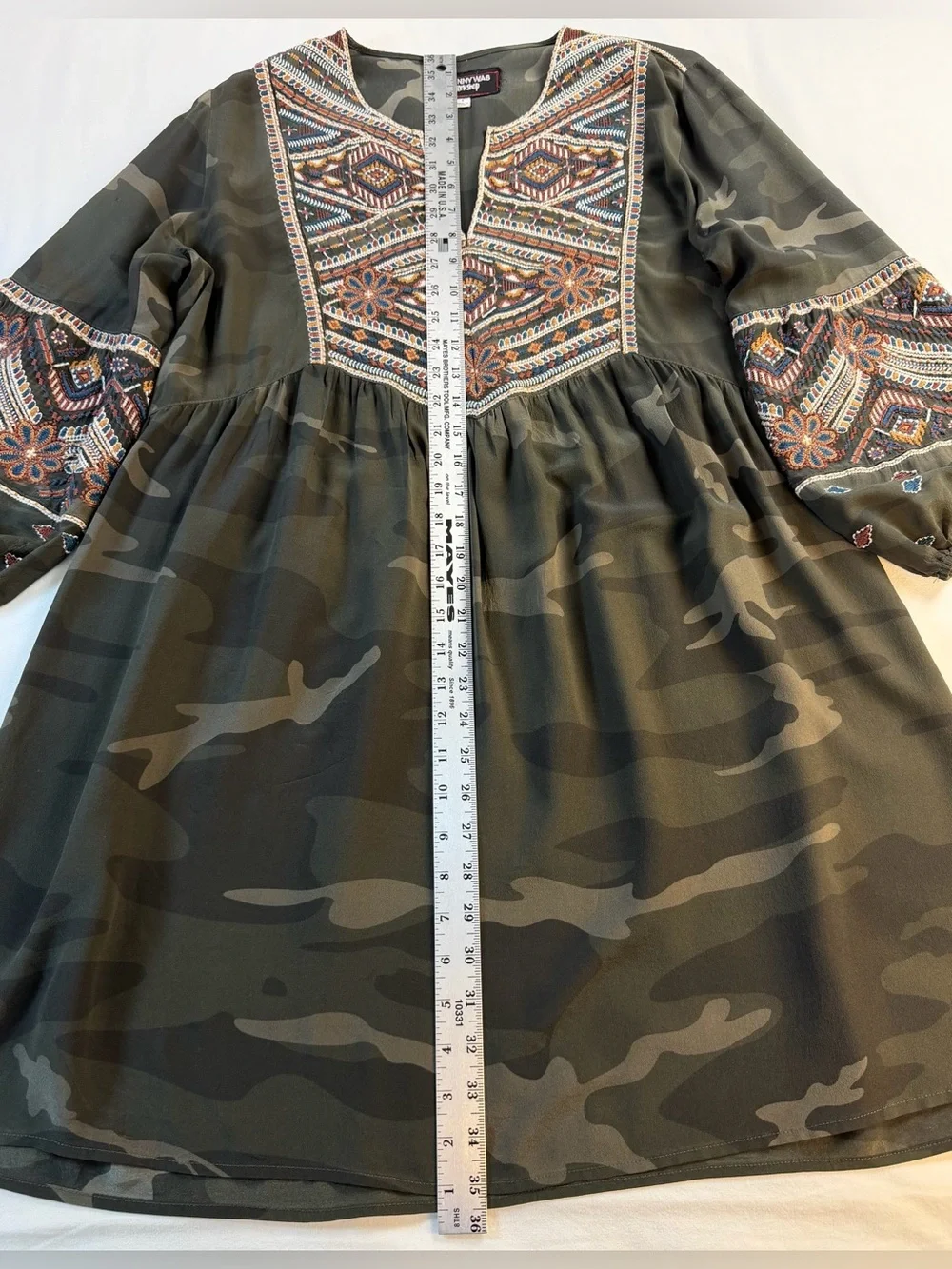 Johnny Was Workshop Camo Embroidered Peasant Boho Tunic Dress Small - Picture 6 of 10